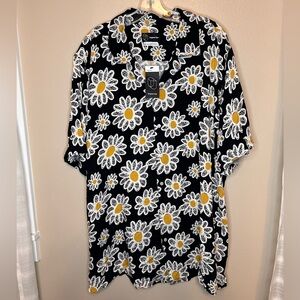 NWT Original User Men’s Daisy Hawaiian Shirt Size 2XL Tall Black White Yellow